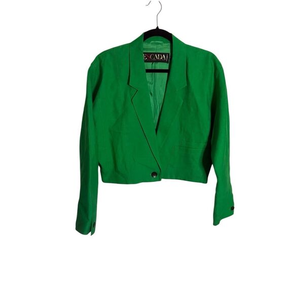 Escada By Margaretha Ley Linen  Long Sleeve Cropped Blazer Green Women’s Sz 42 - Picture 1 of 7